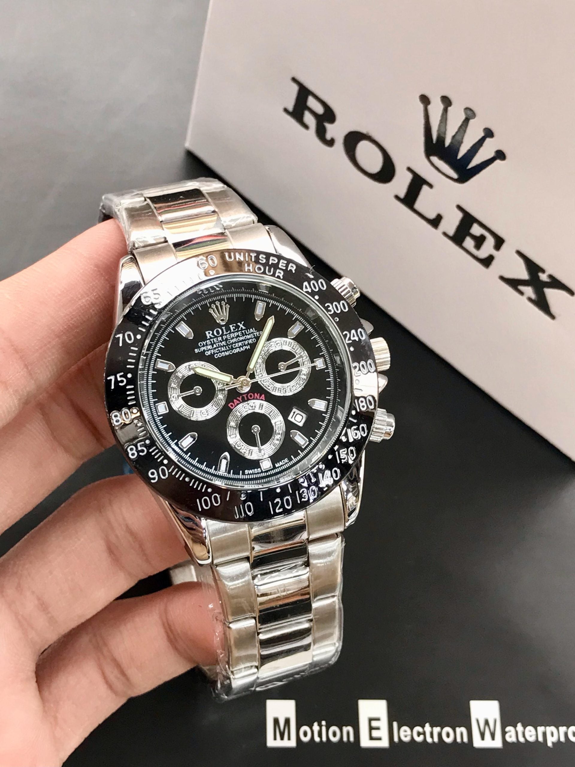 Rolex Silver Stainless Steel Strap Watch With Master Lock For Men